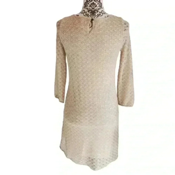 Lucky Brand Dress Retro Crochet Women XS 70s Layers Gold Crochet Fairy Y2K Boho - Picture 3 of 13